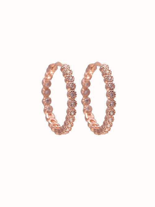 14K 18K 라떼 큐빅 링 귀걸이 (소,대사이즈)