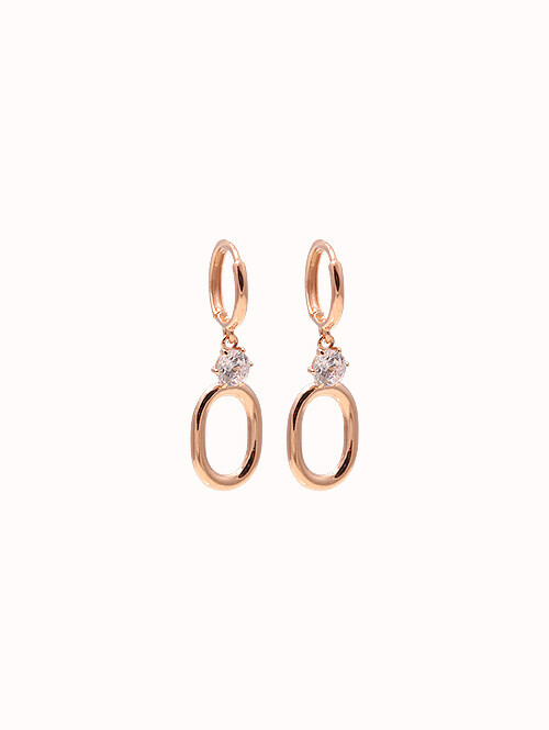 14K 18K 오드룬 라운드 큐빅 귀걸이