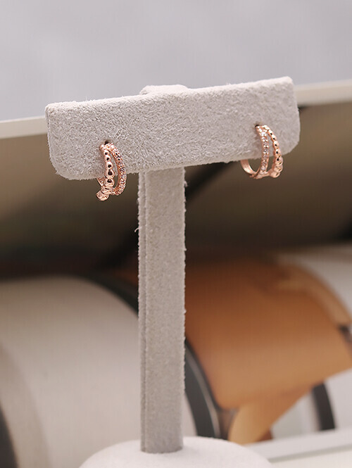 14K 18K 렌셋 두줄 볼큐빅 귀걸이