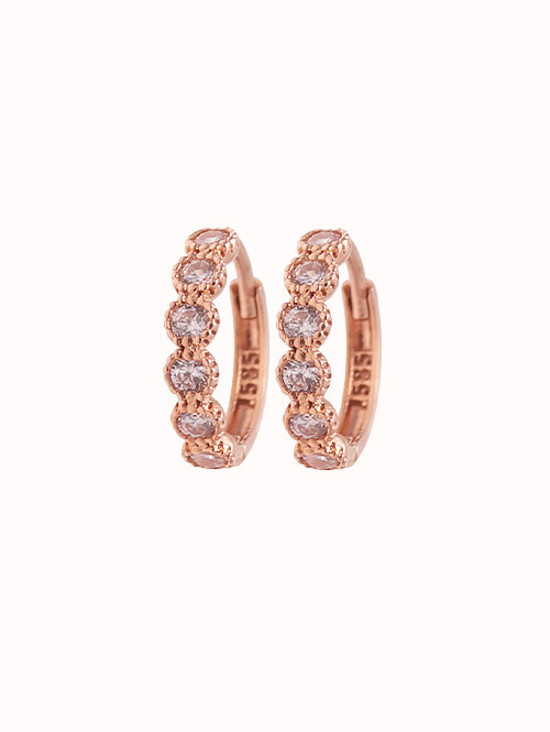 14K 18K 벨나 엠보 큐빅 링 귀걸이