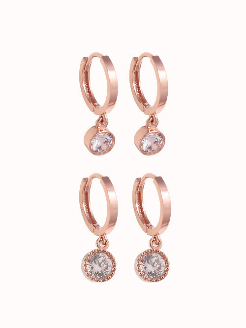 14K 18K 엘르니 심플 큐빅 귀걸이