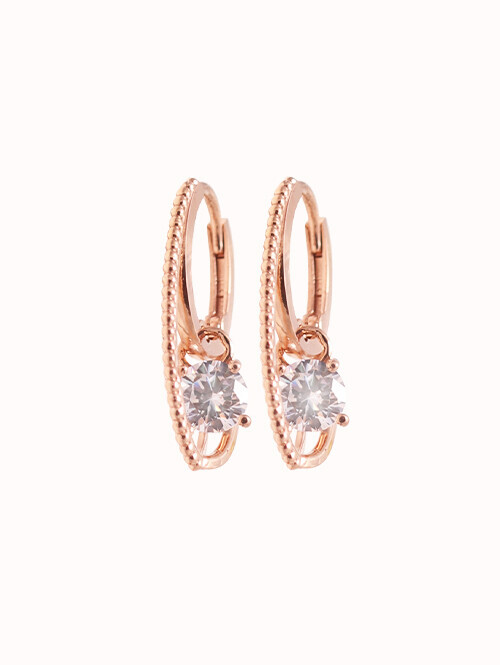 14K 18K 베이안 투 써클 큐빅 귀걸이