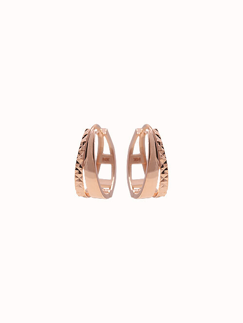 14K 18K 로테즈 더블 컷팅 링 귀걸이