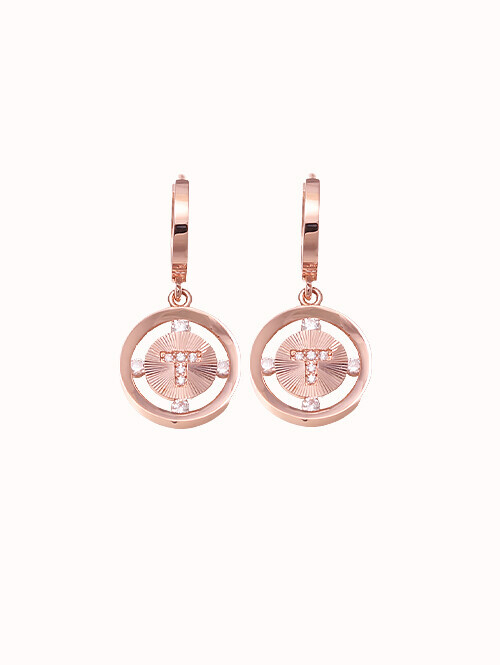 14K 18K 첼리나 T 써클 큐빅 귀걸이