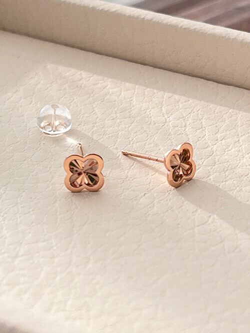 14K 럭키 클로버 컷팅 귀걸이