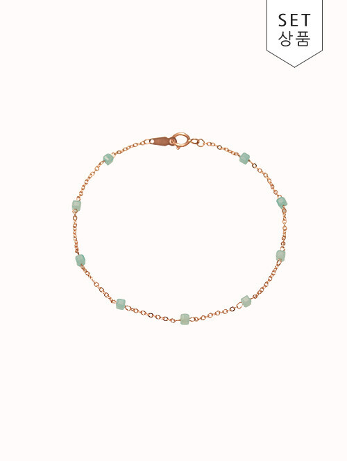 14K 아마조나이트 큐브 원석 팔찌