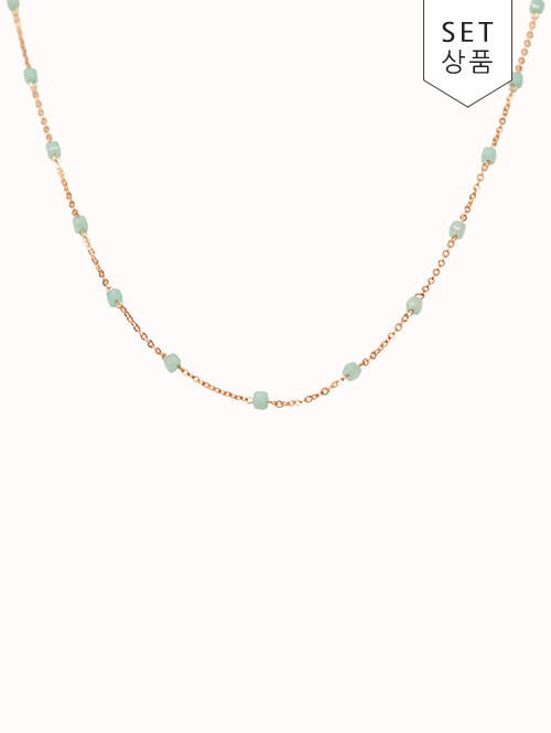 14K 아마조나이트 큐브 원석 목걸이