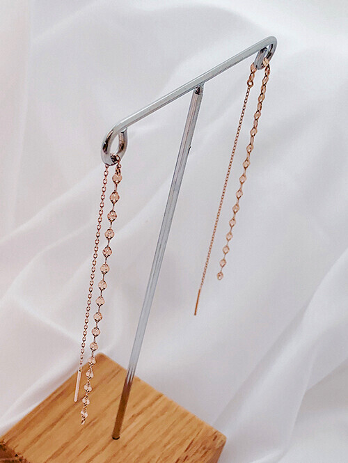 14K 시타 잠자리 체인 드롭 귀걸이