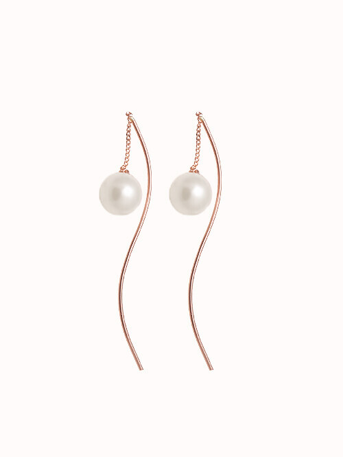 14K 18K 아렌니 진주 웨이브 드롭 귀걸이