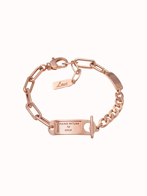 14K 18K 테너 레터링 태그 클립 팔찌