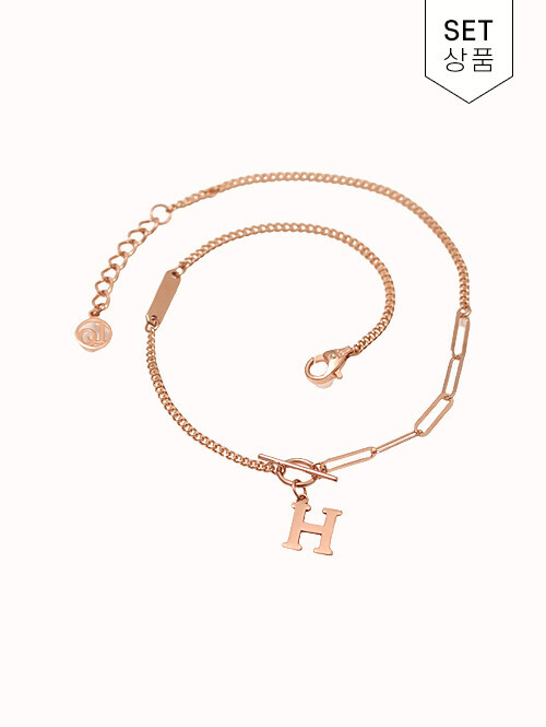 14K 18K 믹스 이니셜 클립 발찌