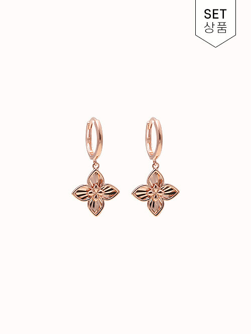 14K 18K 바엔 플라워 컷팅 귀걸이