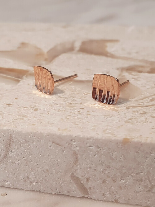 14K 네추럴 라인 스퀘어 귀걸이