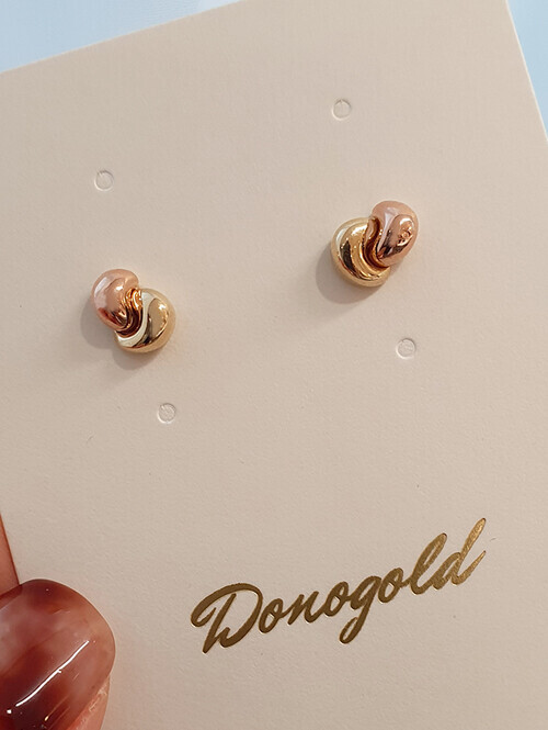 14K 로로 꼬임 투톤 귀걸이