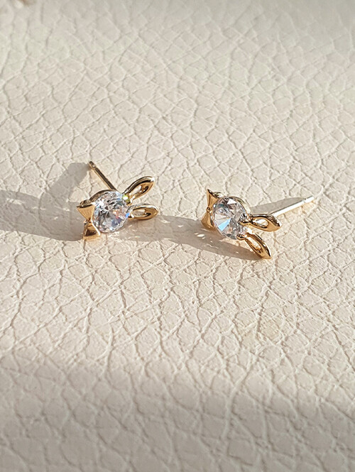 14K 큐빅 토끼야 귀걸이