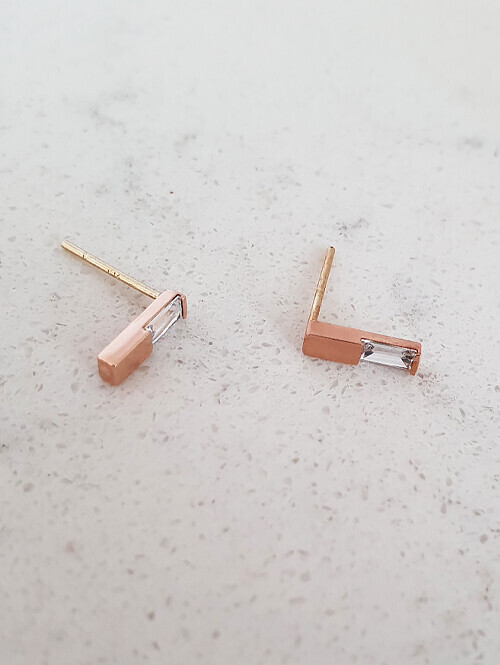 14K 사각 언발 핀귀걸이
