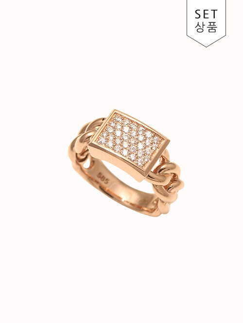 14K 18K 찰린 스퀘어 체인 반지