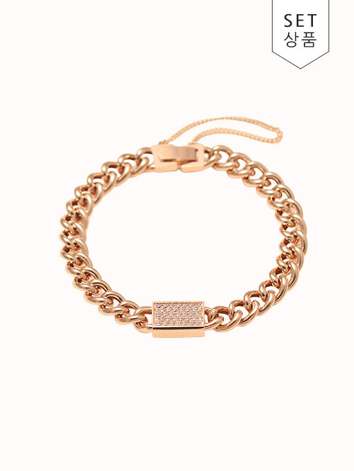 14K 18K 찰린 스퀘어 체인 팔찌