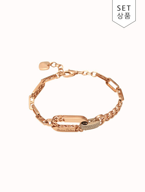 14K 18K 카스토르 레터링 클립 팔찌