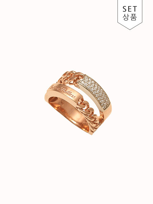 14K 18K 카스토르 레터링 체인 반지