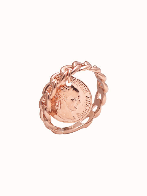 14K 18K 센트롬 엔틱 코인 체인 반지