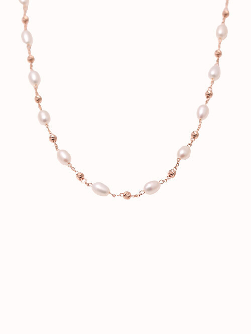 14K 네론 컷팅볼 담수진주 목걸이