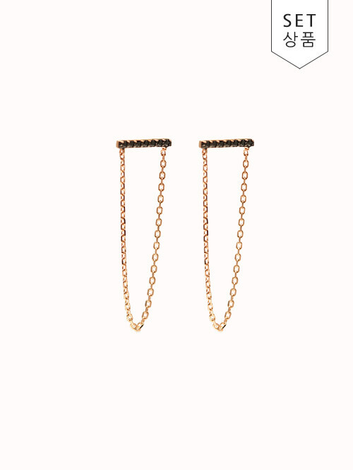 14K 18K 마보니 드롭 체인 귀걸이