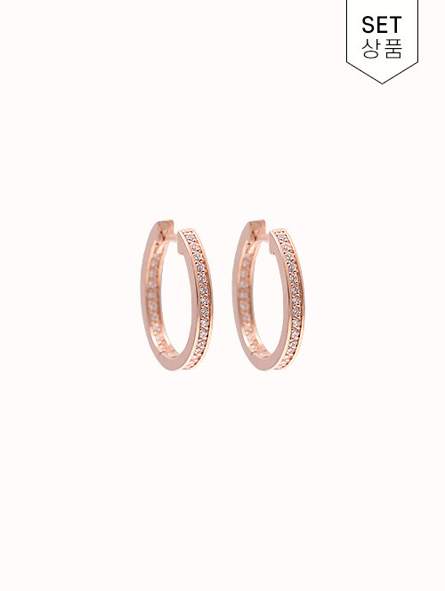 14K 18K 랄프 큐빅 링 귀걸이