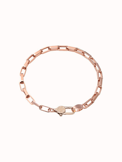 14K 18K 스마일키 투톤 클립 팔찌