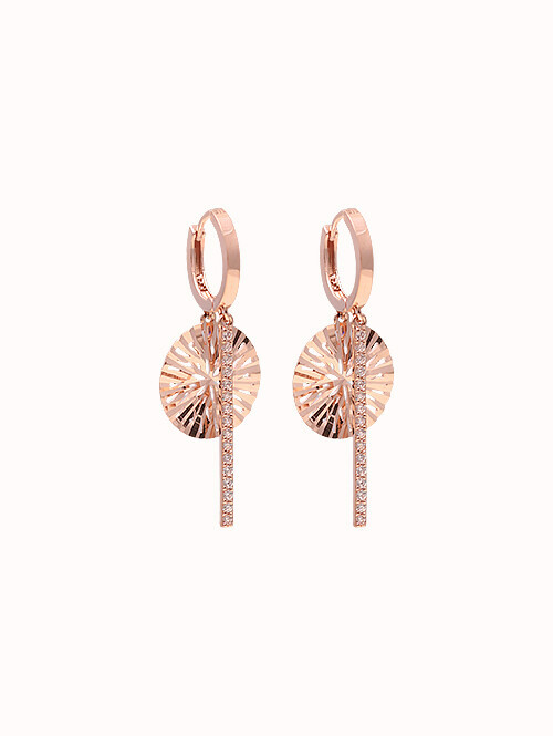 14K 18K 스레티 컷팅 스틱 귀걸이