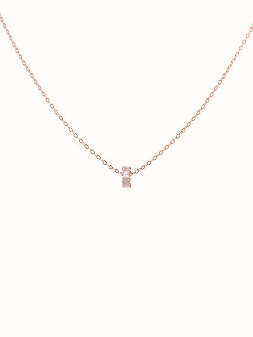 14K 누누 사각큐빅 롤러 목걸이