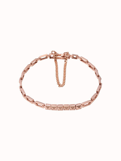 14K 18K 유니크 사각 믹스 팔찌