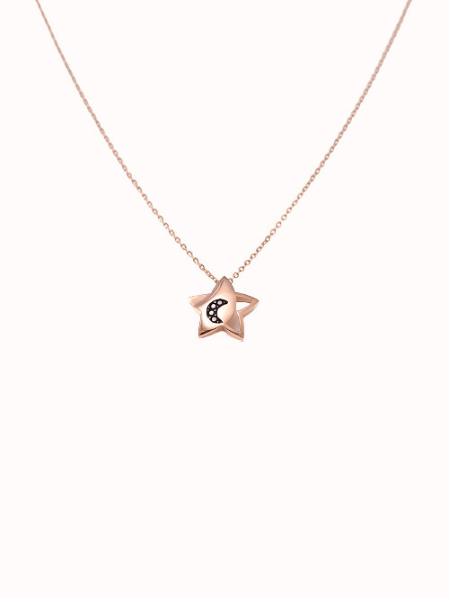 14K 18K 스타 블랙문 목걸이