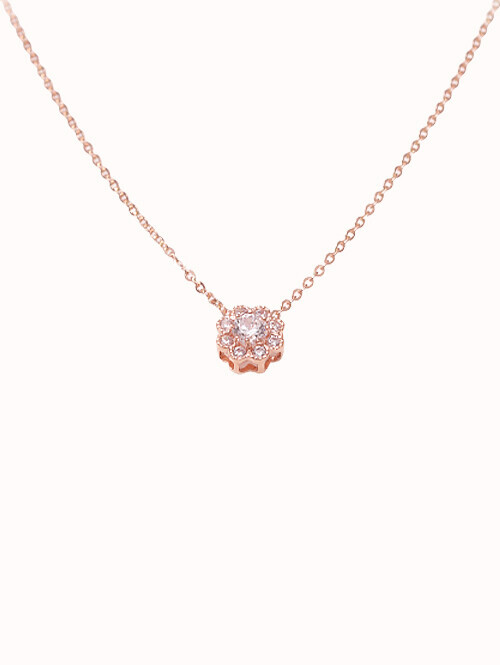 14K 18K 샤룽 플라워 큐빅 목걸이