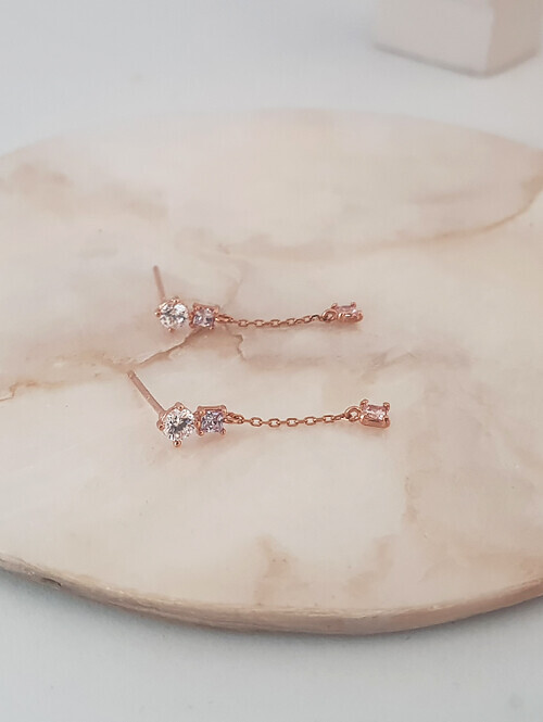 14K 피아르네 큐빅 드롭 귀걸이