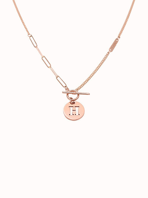 14K 18K 라이 토글바 H 언발 목걸이