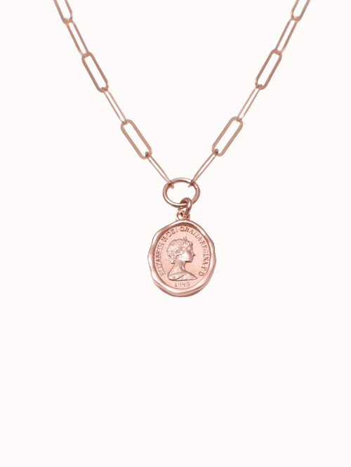 14K 18K 잉글랜드 코인 클립 목걸이