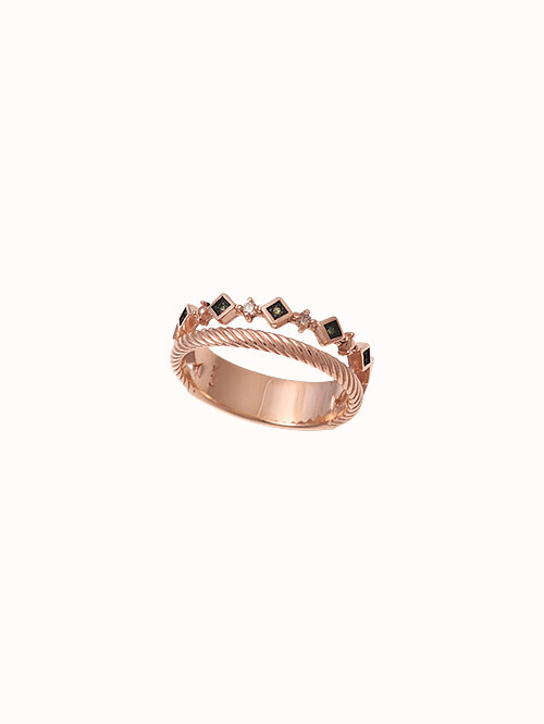 14K 18K 메피 그린다이아 두줄 반지