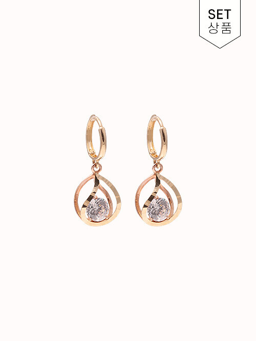 14K 18K 에스렐 투톤 티어스 귀걸이