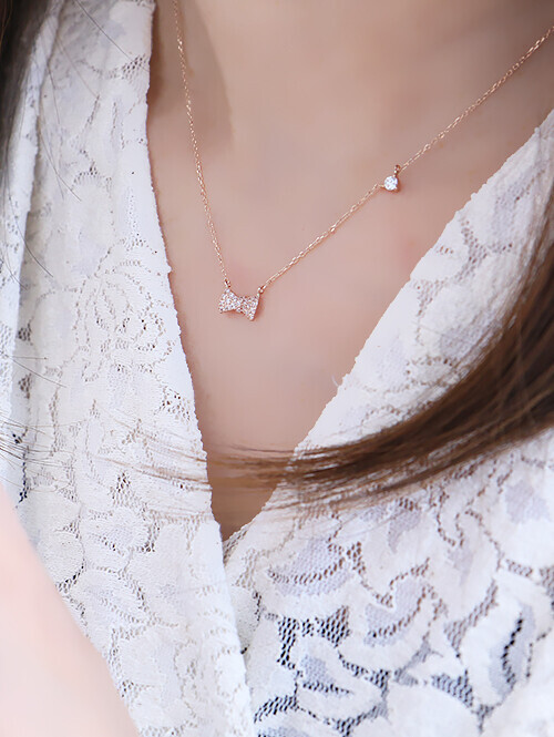 14K 18K 큐티 리본 목걸이