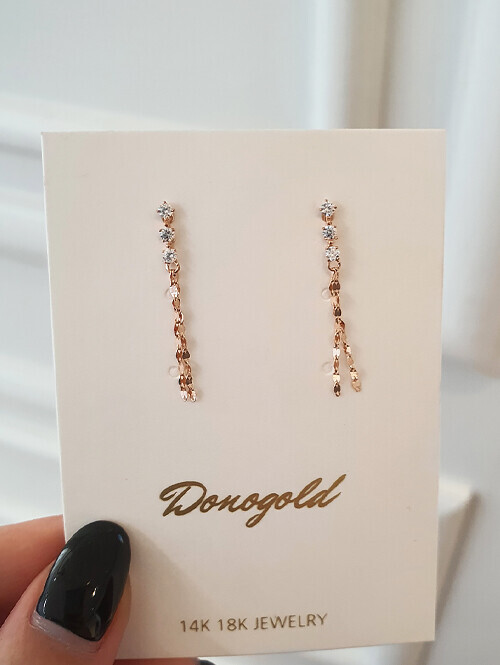 14K 브누르 큐빅 태슬 귀걸이