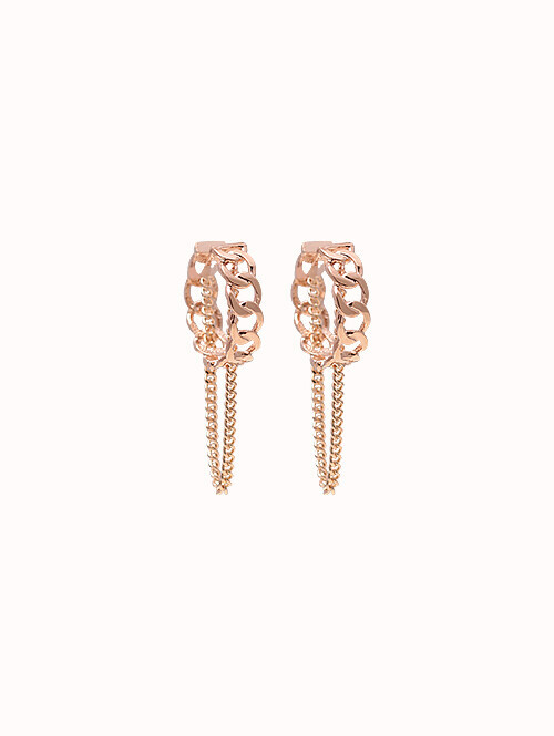 14K 18K 휴고 체인 드롭 귀걸이