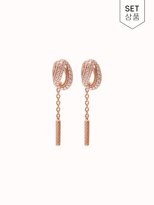 14K 18K 레비네스 체인 드롭 귀걸이