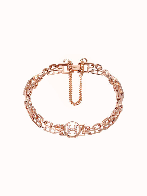 14K 18K 하에스 H 두줄 팔찌