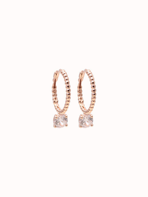 14K 18K 프링 엠보 큐빅 귀걸이