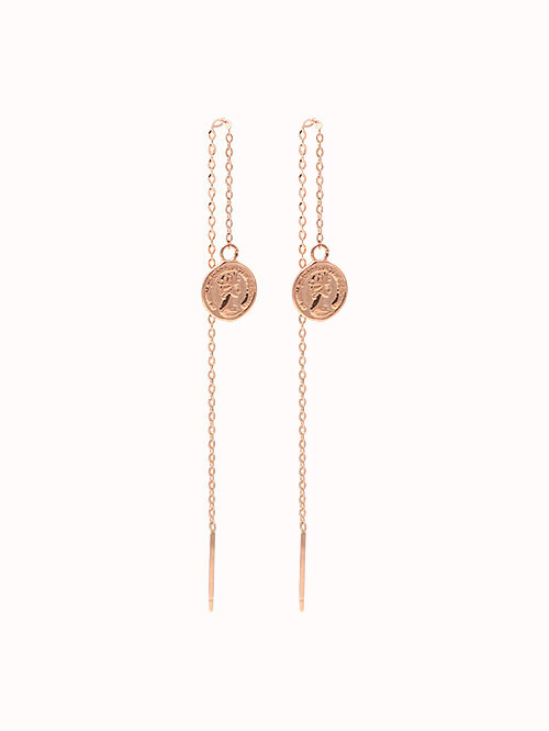 14K 18K 여왕 코인 드롭 귀걸이