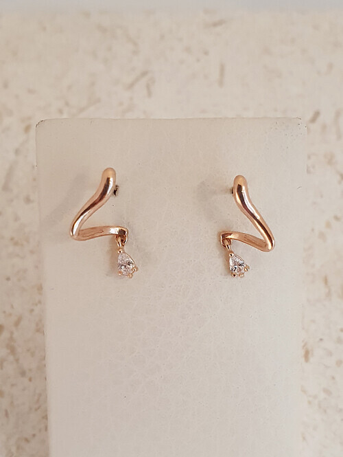 14K 물방울 웨이브 귀걸이(핀/침형)