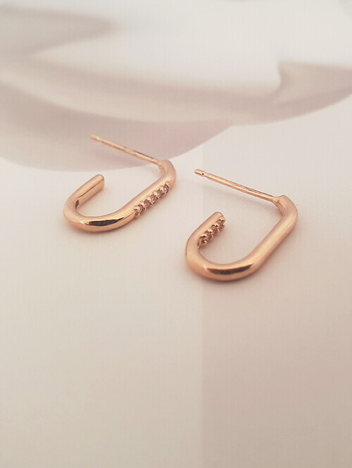 14K 18K 데네시 타원라운드 귀걸이(핀/침형)