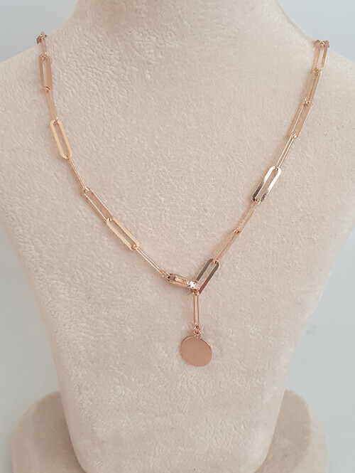 14K 18K 써클포인트 클립 체인 Y 목걸이