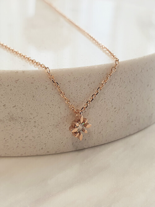 14K 18K 플라워 꼬냑 다이아 목걸이